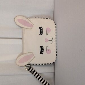 Betsey Johnson Rabbit Bunny Wristlet Pouch Travel Cosmetic Bag EUC
